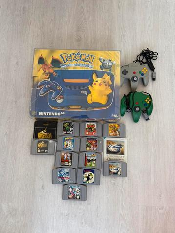 Nintendo 64 Pikachu in beperkte oplage in doos met 12 games beschikbaar voor biedingen