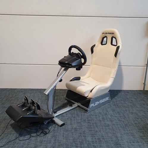 Playseat wit leer + Logitech G29 PS4 / PS5, Games en Spelcomputers, Games | Sony PlayStation 5, Refurbished, Ophalen