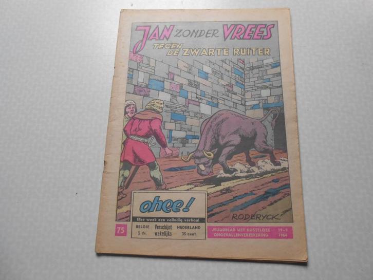 Ohee 75 Jan zonder Vrees tegen de zwarte ruiter 1964., Boeken, Stripverhalen, Gelezen, Eén stripboek, Ophalen of Verzenden