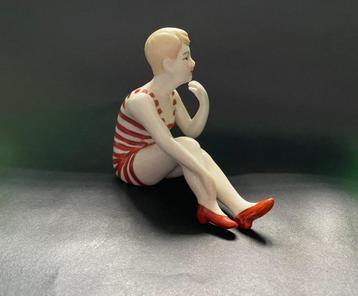 Art Deco PORSELEINEN BEELDJE BATHER SEASIDE 1930 beschikbaar voor biedingen