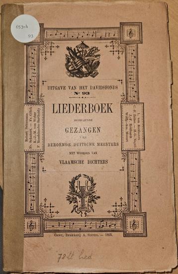 Liederboek behelzende gezangen van beroemde Duitsche meester beschikbaar voor biedingen