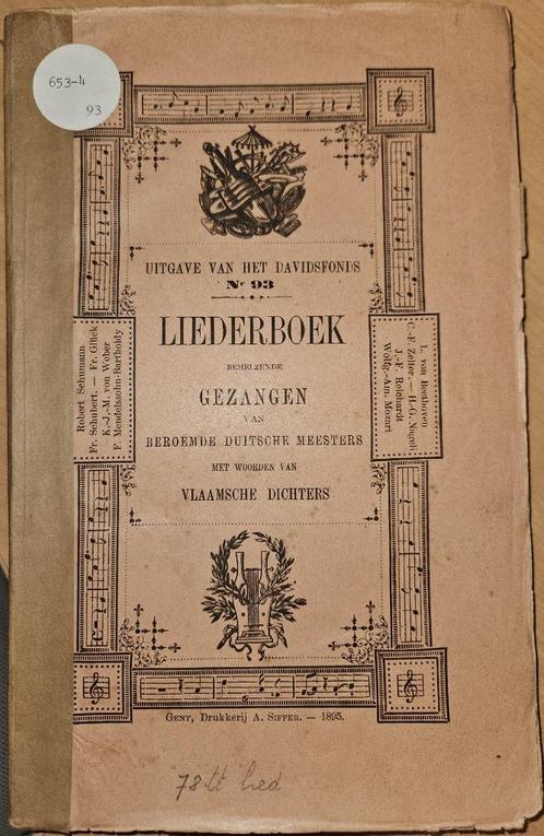 Liederboek behelzende gezangen van beroemde Duitsche meester, Boeken, Muziek, Gelezen, Overige onderwerpen, Ophalen of Verzenden