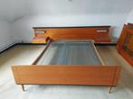 houten bed twijfelaar 140cm 1970, Ophalen, Gebruikt, Bruin, 140 cm