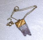 Ketting edelsteen hanger ruwe amethist goud, Handtassen en Accessoires, Kettingen, Met edelsteen, Verzenden, Nieuw, Steen of Mineraal