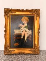 Vintage schilderij meisje – groot barok goud kader, Enlèvement