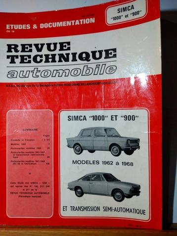 RTA - Simca 1000 et 900 - Revue technique automobile disponible aux enchères