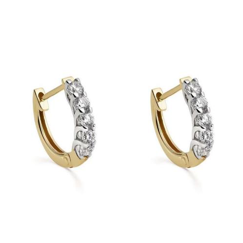 Nieuwe cuffs oorbellen - hoepelmodel 18 karaats goud diamant, Handtassen en Accessoires, Oorbellen, Nieuw, Knopjes of Stekers