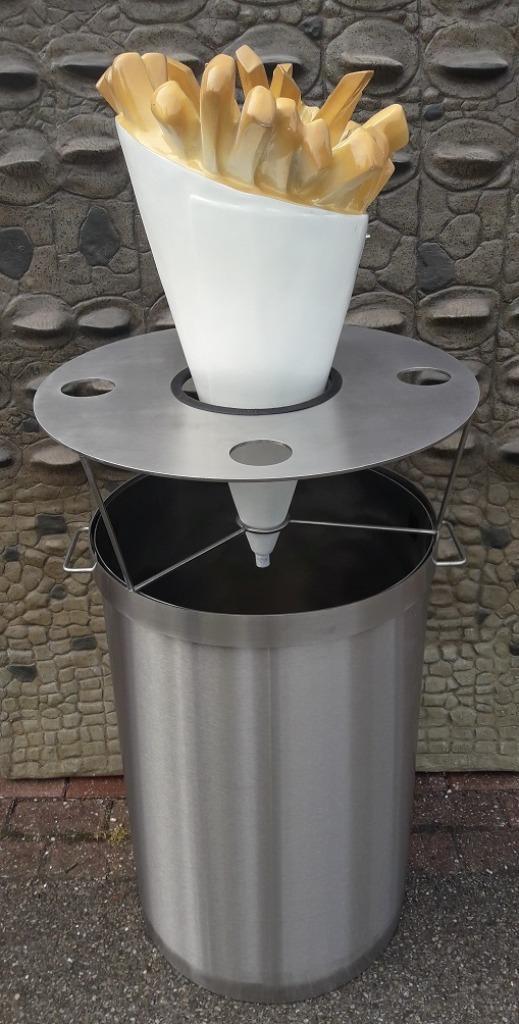 RVS Friet Statafel / Afvalbak met Friettzak, Verzamelen, Merken en Reclamevoorwerpen, Nieuw, Ophalen