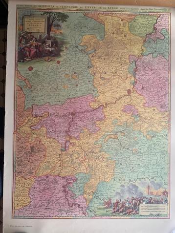 Oude landkaart Provincie Luik ,Brabant, Limburg  beschikbaar voor biedingen