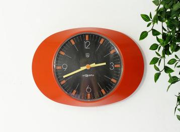 Space Age Klok Jaren 60 70 Vintage Wandklok Philps Orange beschikbaar voor biedingen