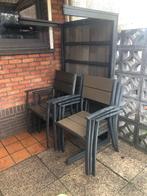Tuintafel met stoelen, Tuin en Terras, Ophalen, Gebruikt, Rechthoekig, Metaal