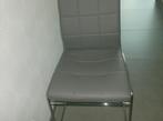 4 lederen stoelen, Huis en Inrichting, Stoelen, Ophalen of Verzenden, Zo goed als nieuw, Grijs, Vier