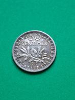 1917 Frankrijk 50 centimes in zilver zaaister, Verzenden, Frankrijk, Losse munt, Zilver