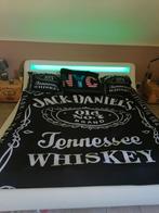 King size bed wit leder 220 x 200 cm met led, Ophalen, Zo goed als nieuw, Tweepersoons, Modern