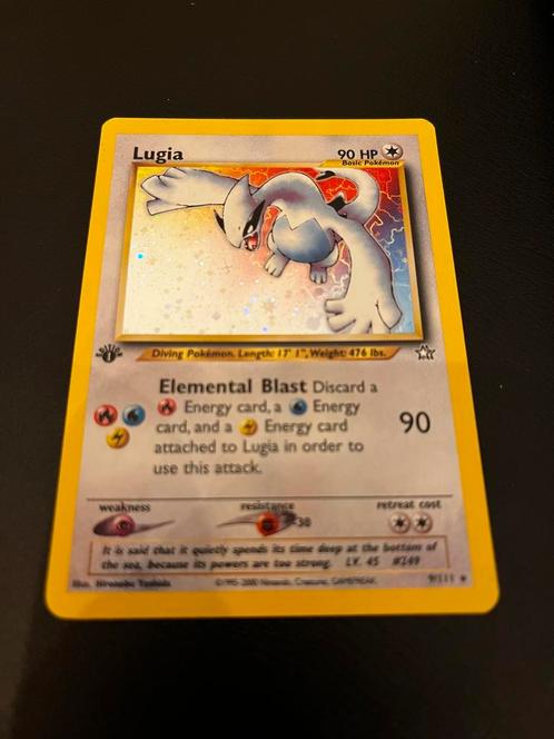 Lugia First Edition Neo Genesis 9/111 Pokemon - topstaat!, Hobby en Vrije tijd, Verzamelkaartspellen | Pokémon, Zo goed als nieuw