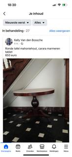 Ronde tafel mahoniehout, carara marmeren blad, Antiek en Kunst, Ophalen