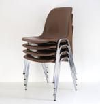 4 stapelbare space age stoelen - Vintage, Huis en Inrichting, Stoelen, Ophalen, Bruin, Zo goed als nieuw, Vier