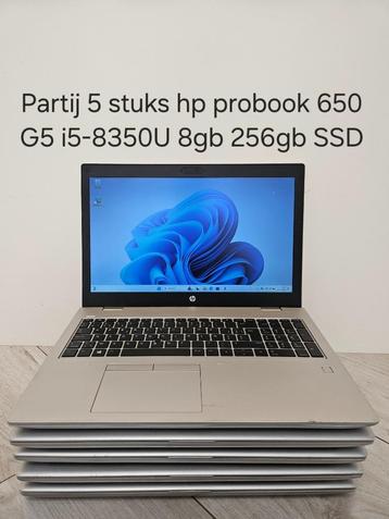 Partij 5 stuks hp probook 650 G5 i5-8350U 8gb 256gb