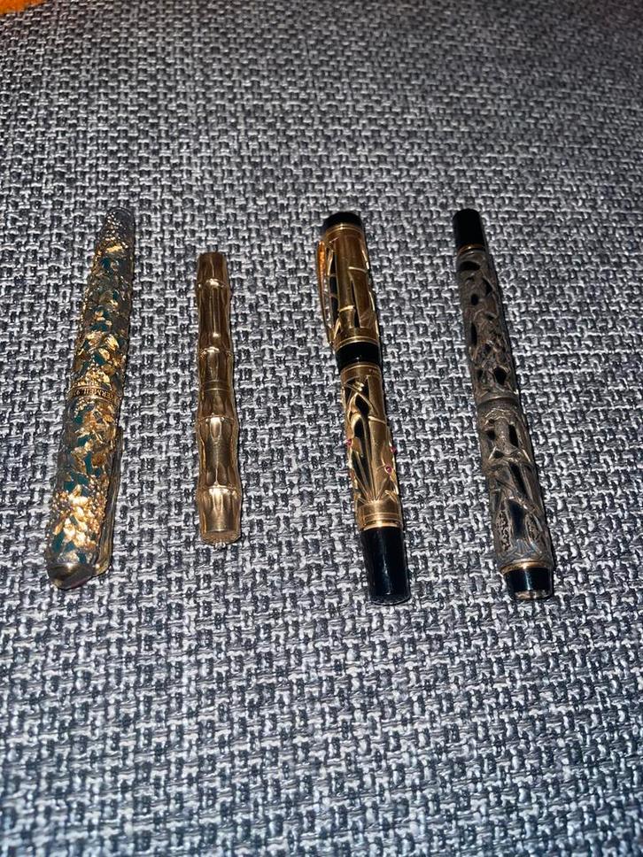 4 gouden vulpennen, Verzamelen, Pennenverzamelingen, Zo goed als nieuw, Vulpen, Overige merken, Ophalen