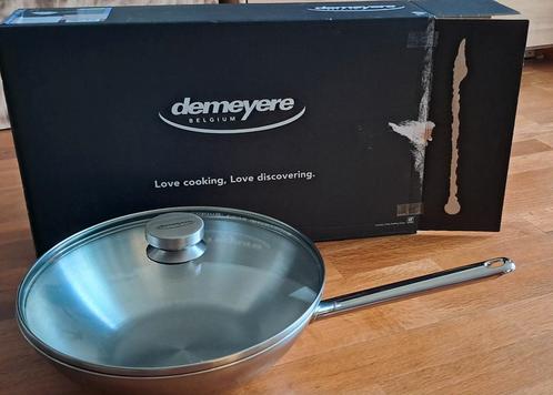 Demeyere Wokpan met glazen deksel, Huis en Inrichting, Keuken | Potten en Pannen, Zo goed als nieuw, Ophalen