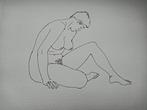 Tekening vrouwelijk naakt door Jacques Le Flaguais, Ophalen of Verzenden