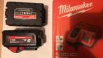 2 batteries Milwaukee m18 5,5ah high output +chargeur rapide, Bricolage & Construction, Comme neuf