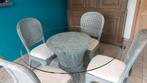 Licht blauwe keukentafel met 4 stoelen, Minder dan 100 cm, Blauw, 100 tot 150 cm, Gebruikt