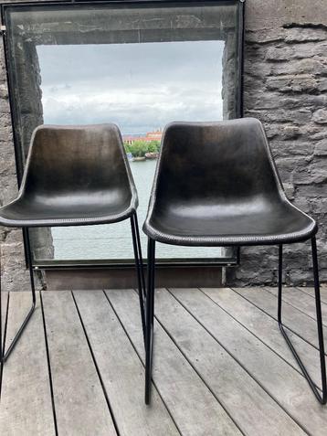 Sol & Luna leren stoelen 4stuks zwart  beschikbaar voor biedingen