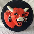 Oude reclamelachende koe rond plastic diameter 52, Ophalen, Gebruikt, Reclamebord