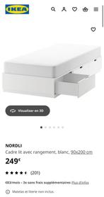 Bedframe met drie grote witte laden, 90x200cm, Ophalen, Gebruikt, 90 cm, Eenpersoons