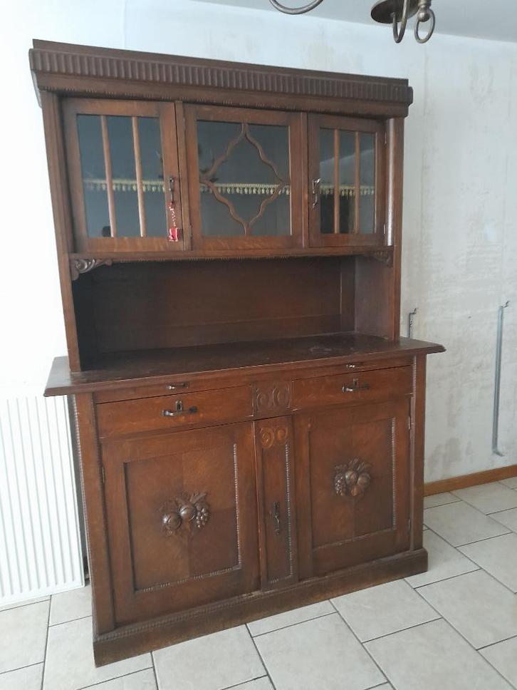 Ancien Buffet, Huis en Inrichting, Kasten | Buffetkasten, Gebruikt, Met lade(s), Met deur(en), Met plank(en), Eikenhout, Ophalen