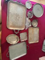Te koop :lot verzilverde schalen, lepels en dienbladen, Ophalen