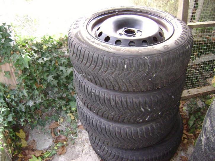 Stalen velgen 4x100 met winterbanden, Auto-onderdelen, Banden en Velgen, Velg(en), Winterbanden, 15 inch, 185 mm, Personenwagen