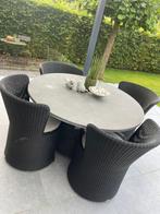 Tuinset ronde tafel (arduinsteen) met 4 stoelen, Tuin en Terras, Tuinsets en Loungesets, Ophalen, Zo goed als nieuw, Tuinset