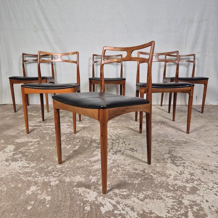 6 Johannes Andersen, Linneberg, Model 94 palissander stoelen, Huis en Inrichting, Stoelen, Gebruikt, Vijf, Zes of meer stoelen
