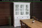 Nieuwe witte kasten - buffetkast en vitrinekast bij TEAK2, Huis en Inrichting, Ophalen of Verzenden, Nieuw, Glas, Met klep(pen)