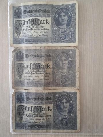 Bankbiljetten van 5 Mark Duitsland beschikbaar voor biedingen