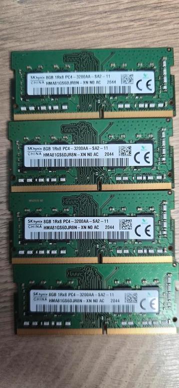 4x RAM SK hynix 8 GB DDR4 3200 MHz – SODIMM (Laptop) – Total beschikbaar voor biedingen