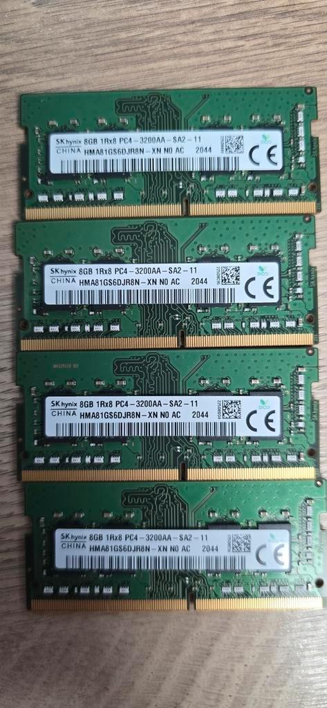 4x RAM SK hynix 8 GB DDR4 3200 MHz – SODIMM (Laptop) – Total, Computers en Software, RAM geheugen, Zo goed als nieuw, Laptop, DDR4