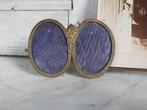 Mooi oud dubbel ovaal fotolijstje met origineel glas, Antiek en Kunst, Ophalen of Verzenden