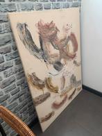 Grote schilderij omieverf op doek 1980, Huis en Inrichting, Ophalen, Zo goed als nieuw, Schilderij