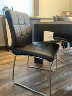 2 stoelen lederlook grijs - 2 chaises simili cuir gris, Comme neuf, Modern, Cuir, Enlèvement