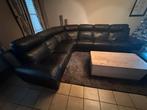 Hoekzetel zwart leer, Maison & Meubles, Canapés | Coins salons complets, Enlèvement, Comme neuf, Cuir