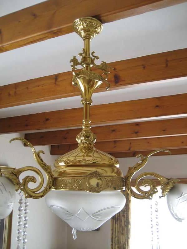 3 antieken vergulden bronzen lusters, Antiquités & Art, Antiquités | Éclairage, Enlèvement ou Envoi