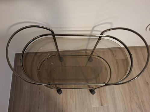 Vintage barwagen — verchroomd metaal en gerookt glas, Antiek en Kunst, Kunst | Designobjecten, Ophalen