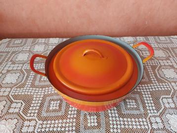 Vintage email oranje kookpot, Enlèvement ou Envoi