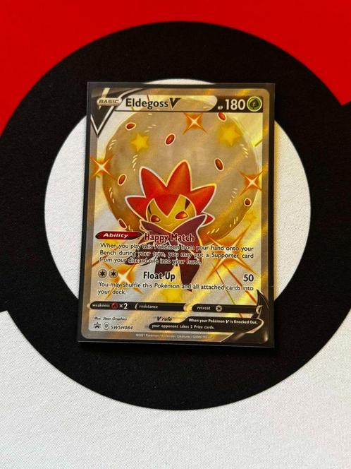 Pokémon - Eldegoss V - SWSH084 Shiny Promo - NM, Hobby en Vrije tijd, Verzamelkaartspellen | Pokémon, Zo goed als nieuw, Losse kaart