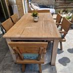 Houten tafel met stoelen en een bank te koop, Tuin en Terras, Tuinsets en Loungesets, Ophalen, Zo goed als nieuw, Bank, Tuinset