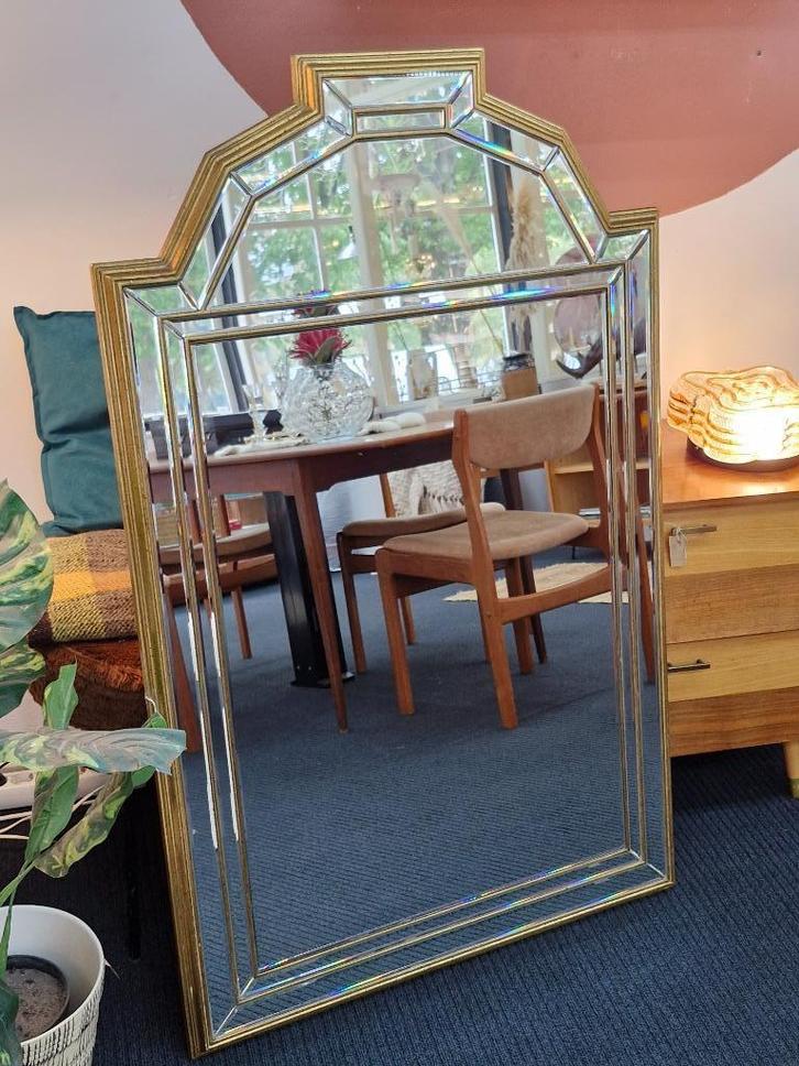 Grote vintage facet geslepen DeKnudt spiegel, Huis en Inrichting, Woonaccessoires | Spiegels, Gebruikt, Ophalen