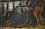Jozef Mous (1896-1968): Melken van de koeien (42 x 35 cm), Ophalen of Verzenden